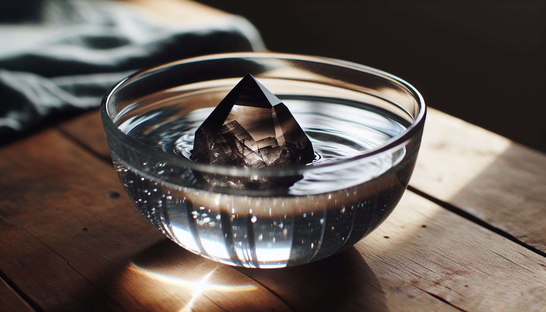 Smoky quartz crystal submerged in water