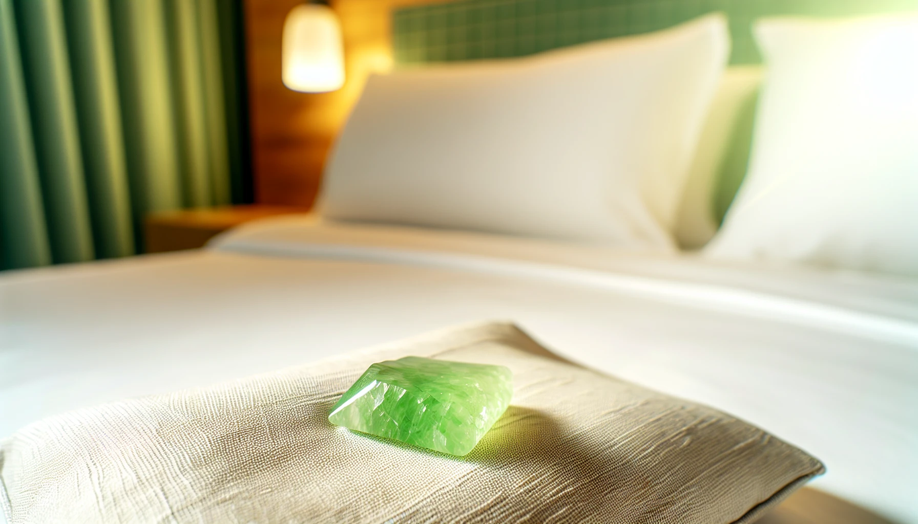 Green aventurine crystal under a pillow