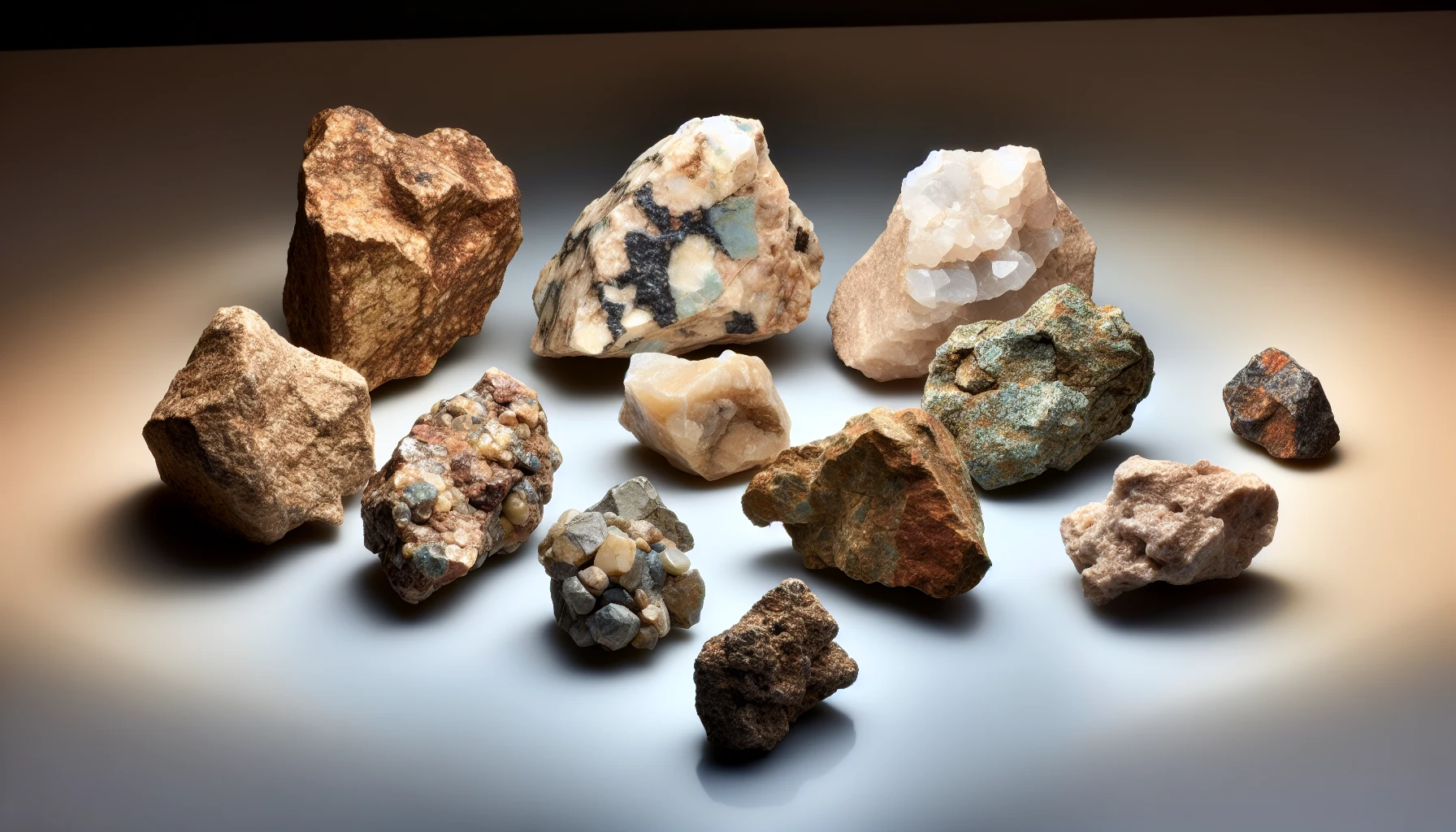 Photo of various kimberlite rocks showing different colors and textures
