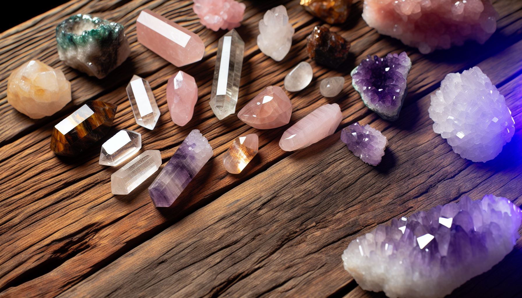 Various crystals on a natural background