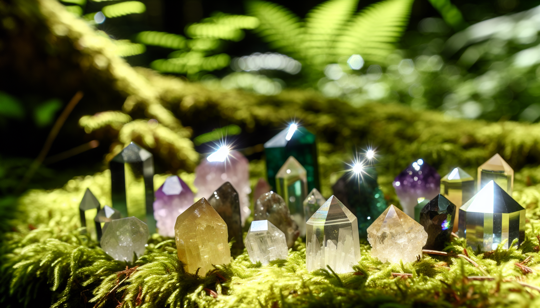 Crystals basking in sunlight in a natural setting