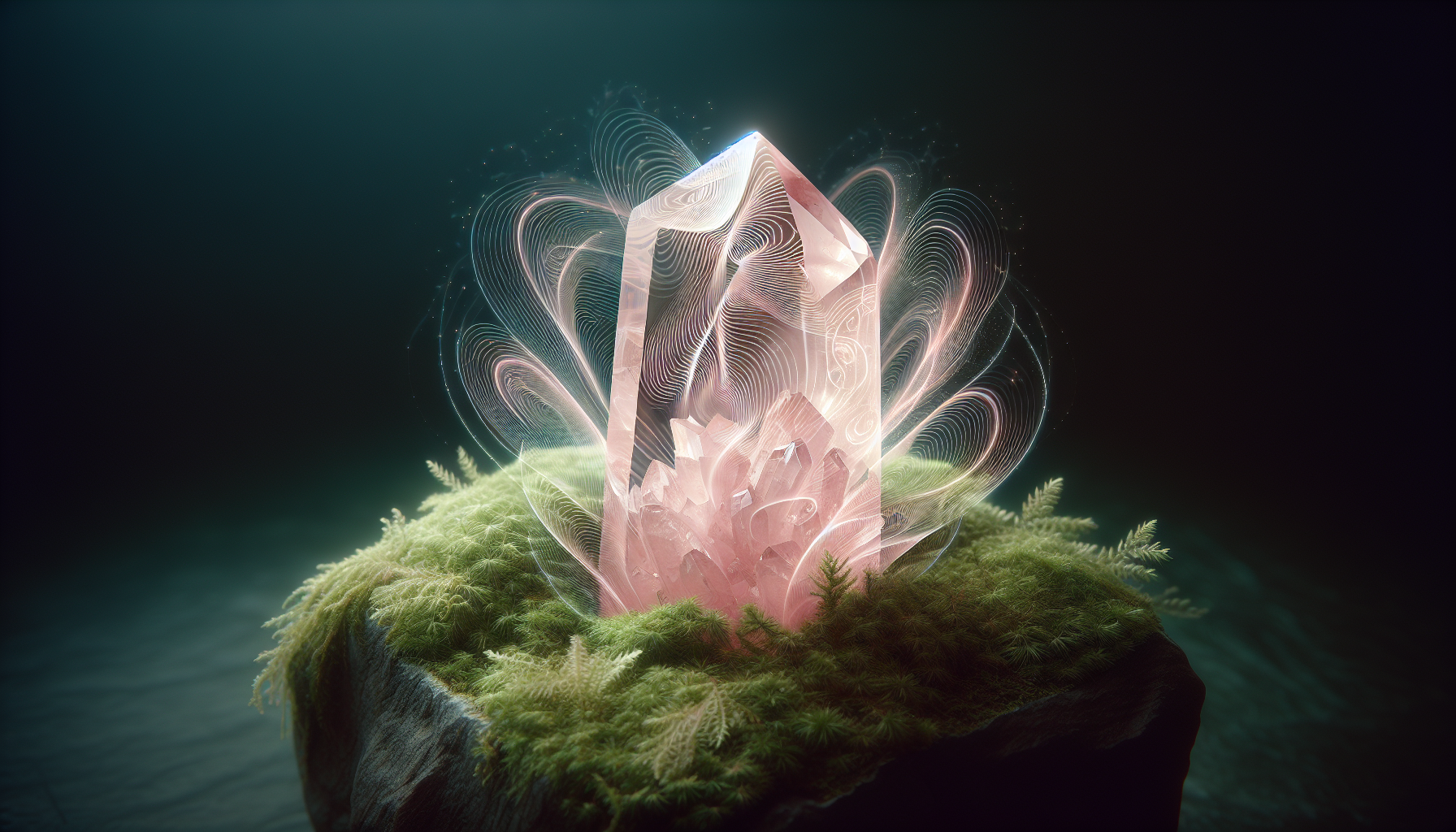 Artistic representation of gentle pink energy surrounding rose quartz