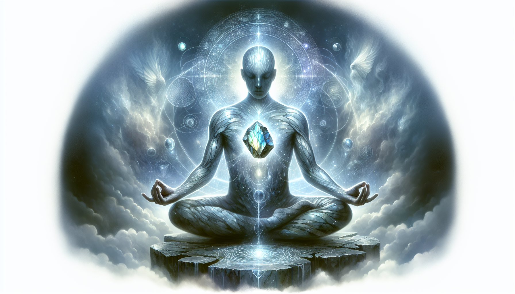 Illustration of spiritual awakening and psychic abilities with labradorite