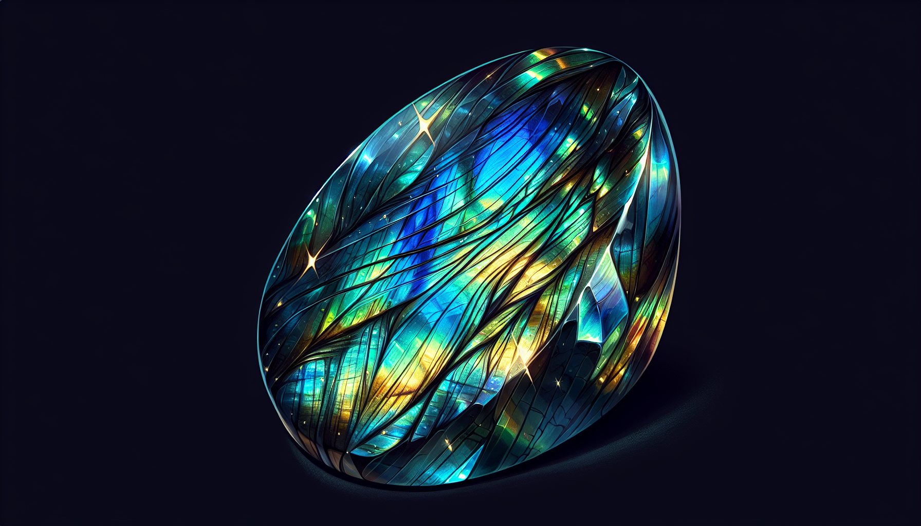 Illustration of a mesmerizing labradorite stone with vibrant colors