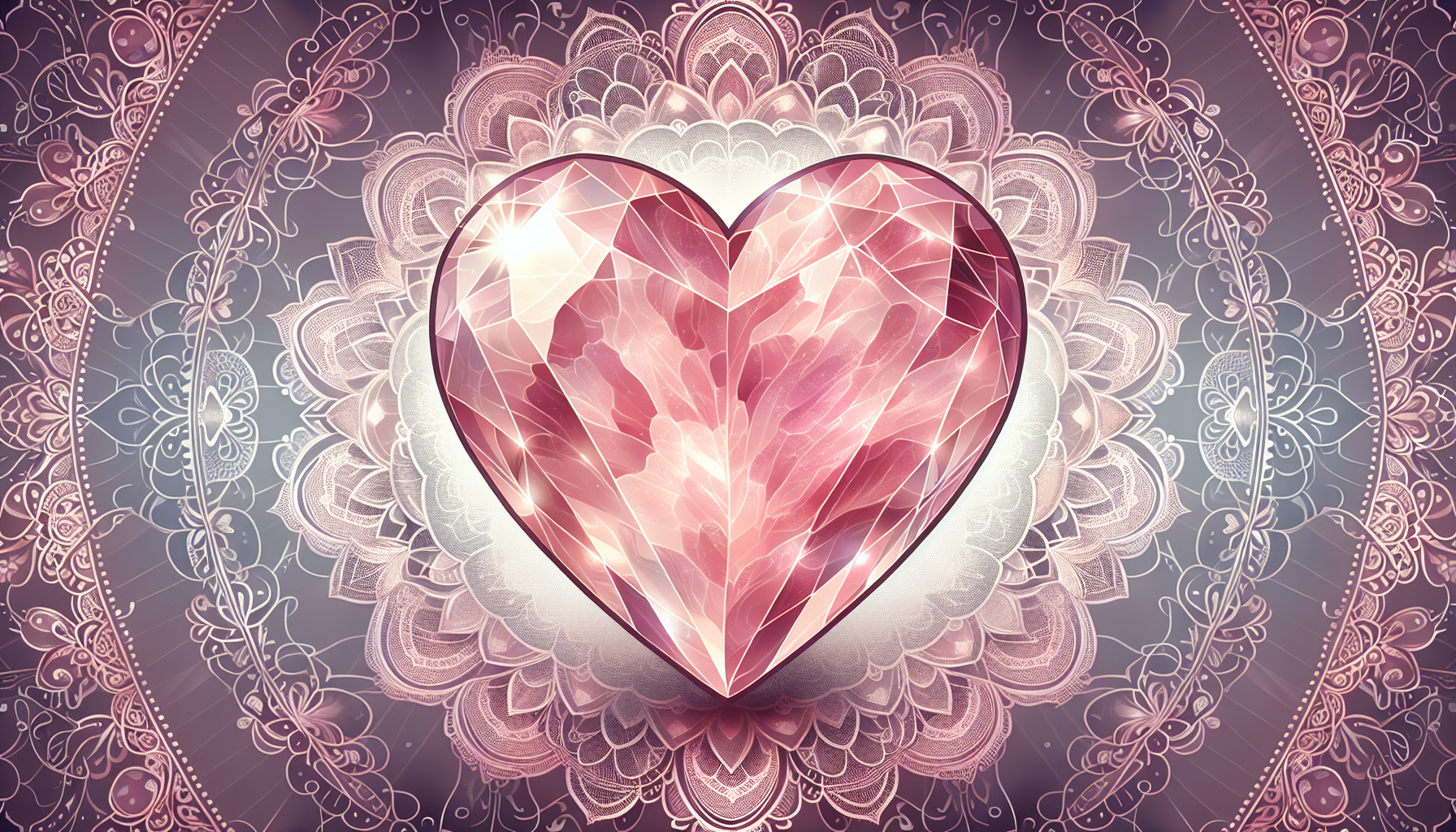 Illustration of a rose quartz heart symbolizing love and femininity