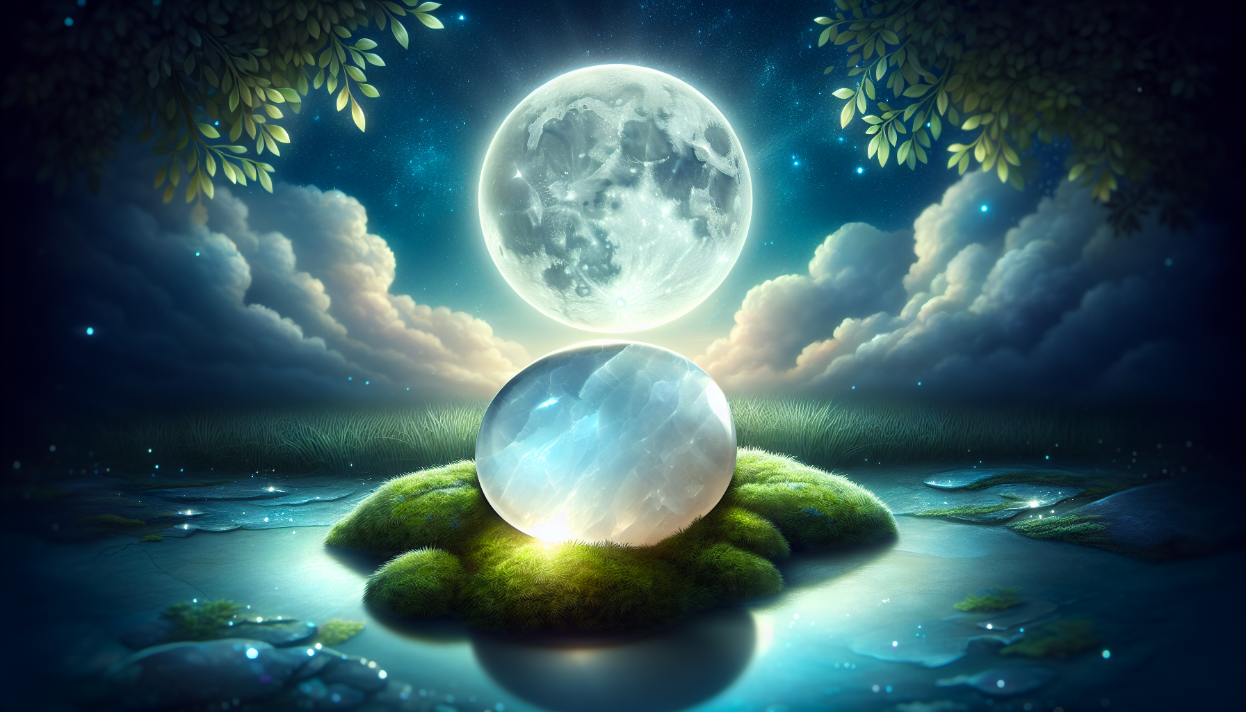 Illustration of moonstone under moonlight