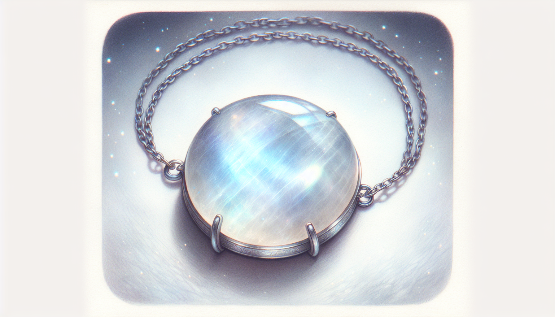 Illustration of a serene moonstone necklace symbolizing emotional balance and healing