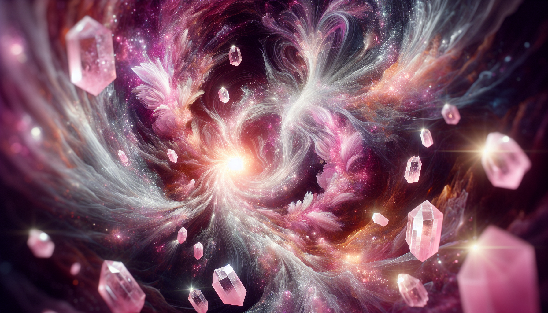 Artistic representation of pure love energy connected to rose quartz
