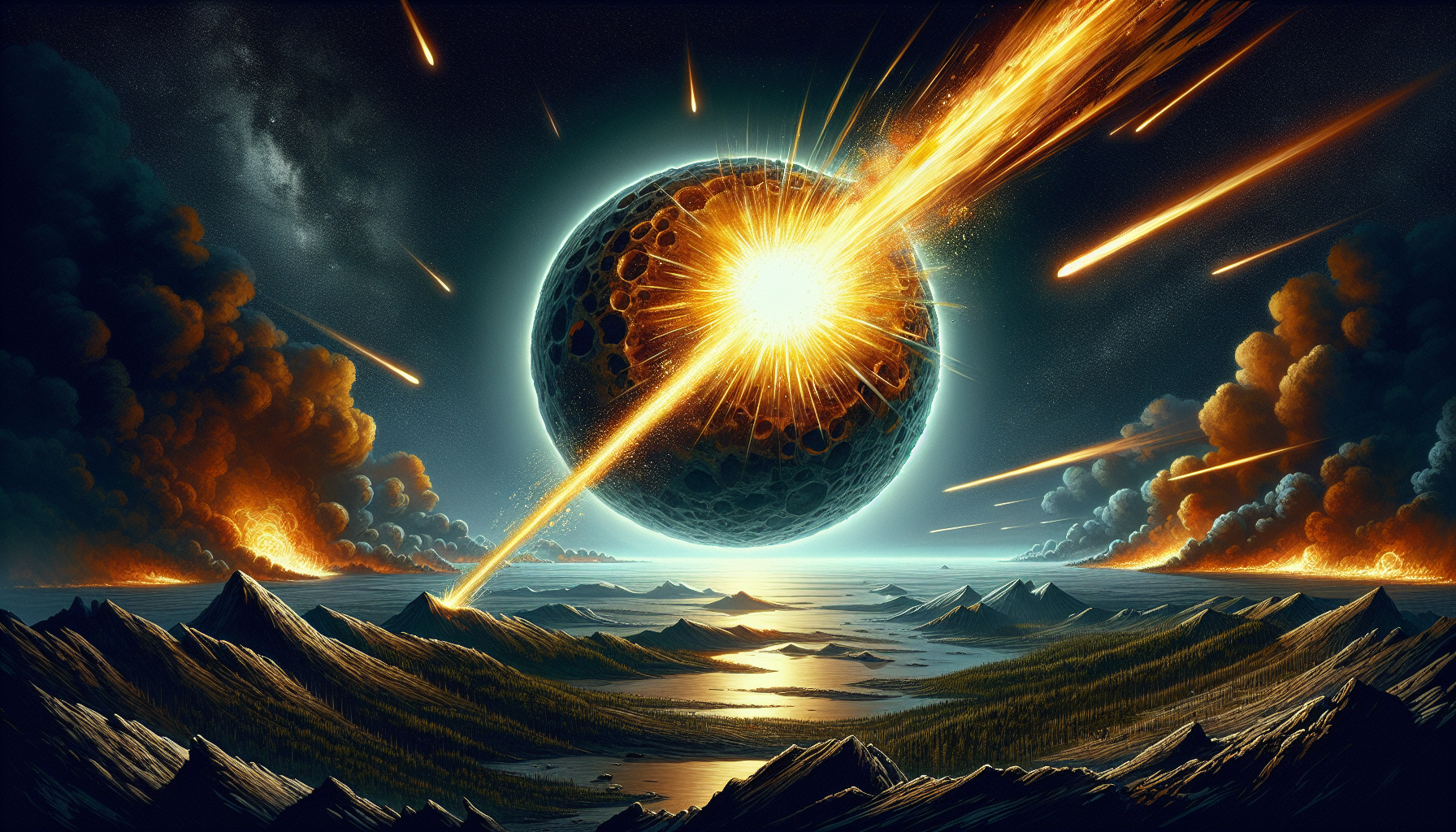 Illustration of a meteorite colliding with Earth 15 million years ago