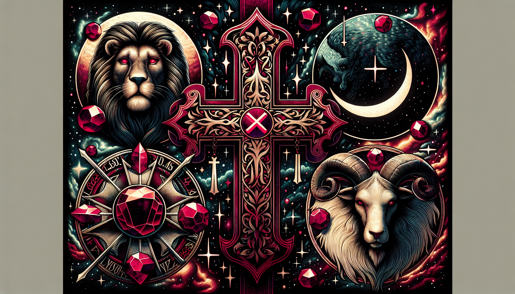 Illustration of zodiac signs Aries, Leo, Aquarius, and Virgo with a red cross over them