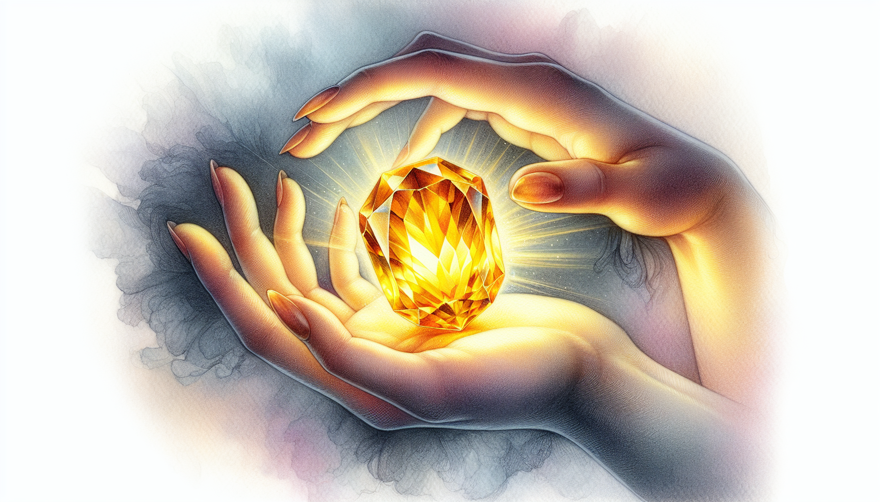 Person holding a citrine stone