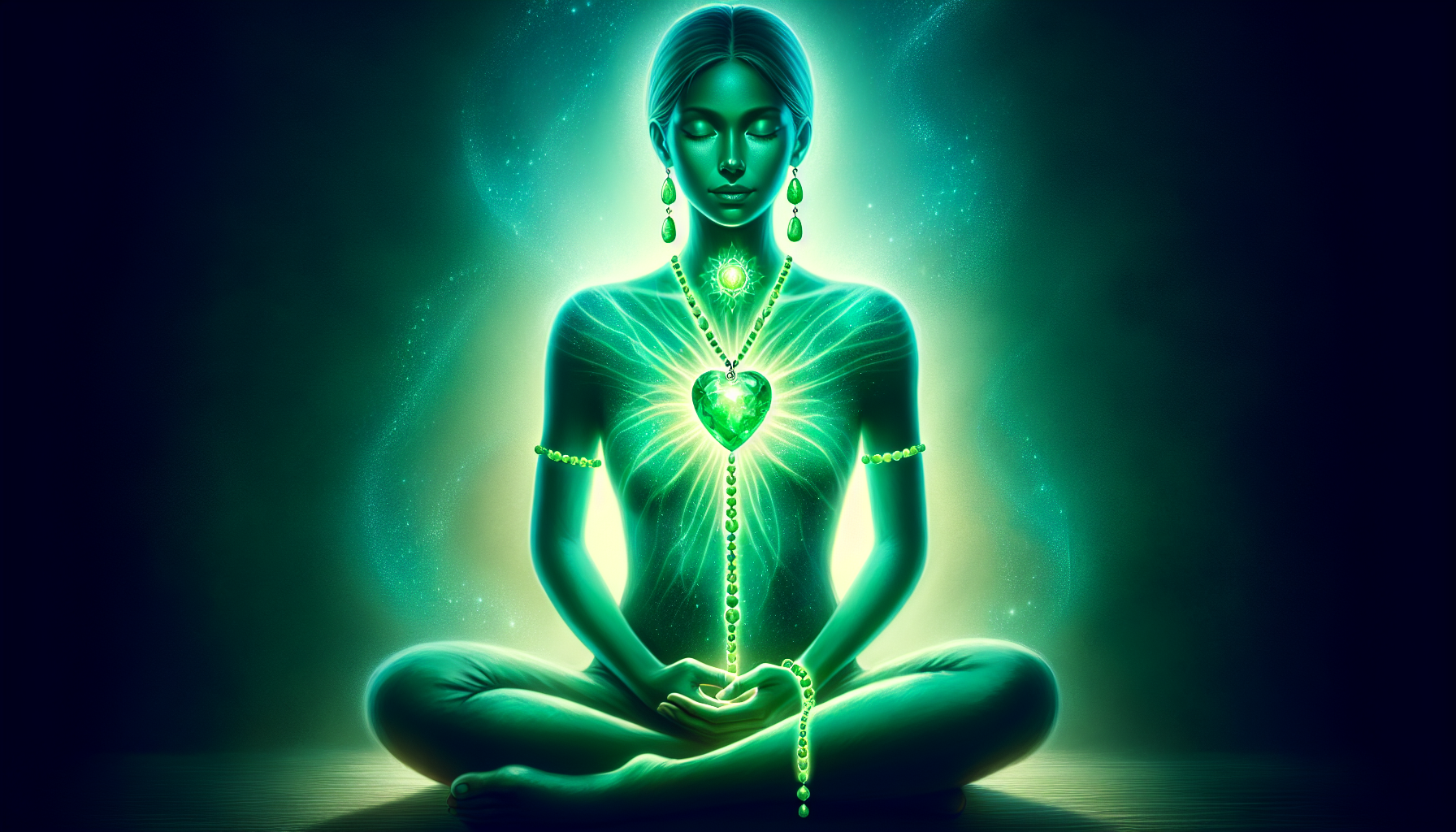 Illustration of a person with a glowing heart chakra