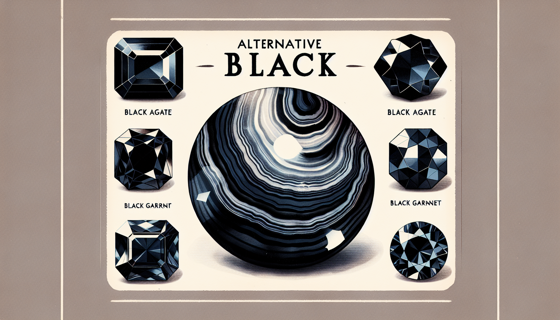 Illustration of alternative black gemstones