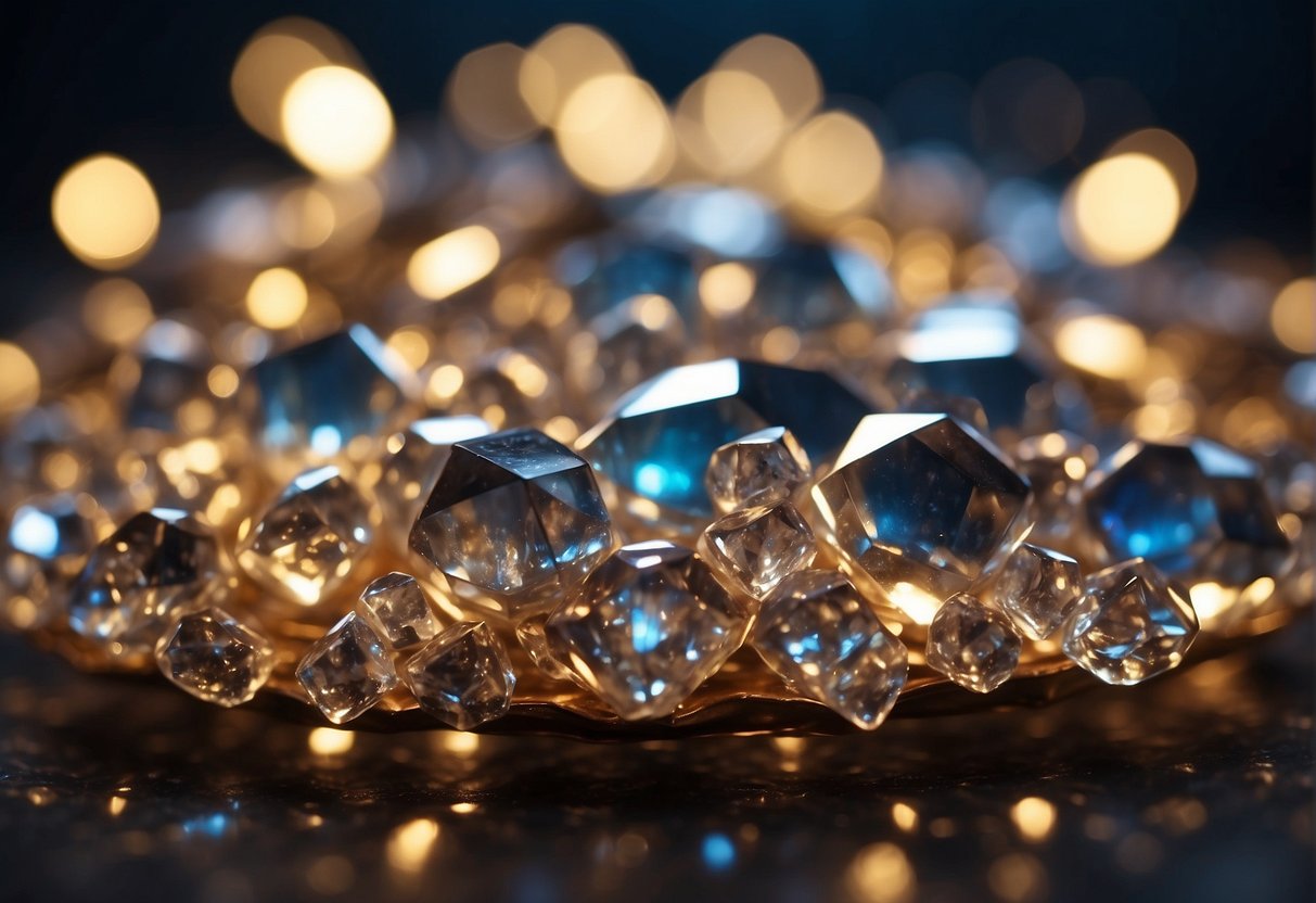 A cluster of shimmering crystals arranged in a protective formation, surrounded by a soft glow