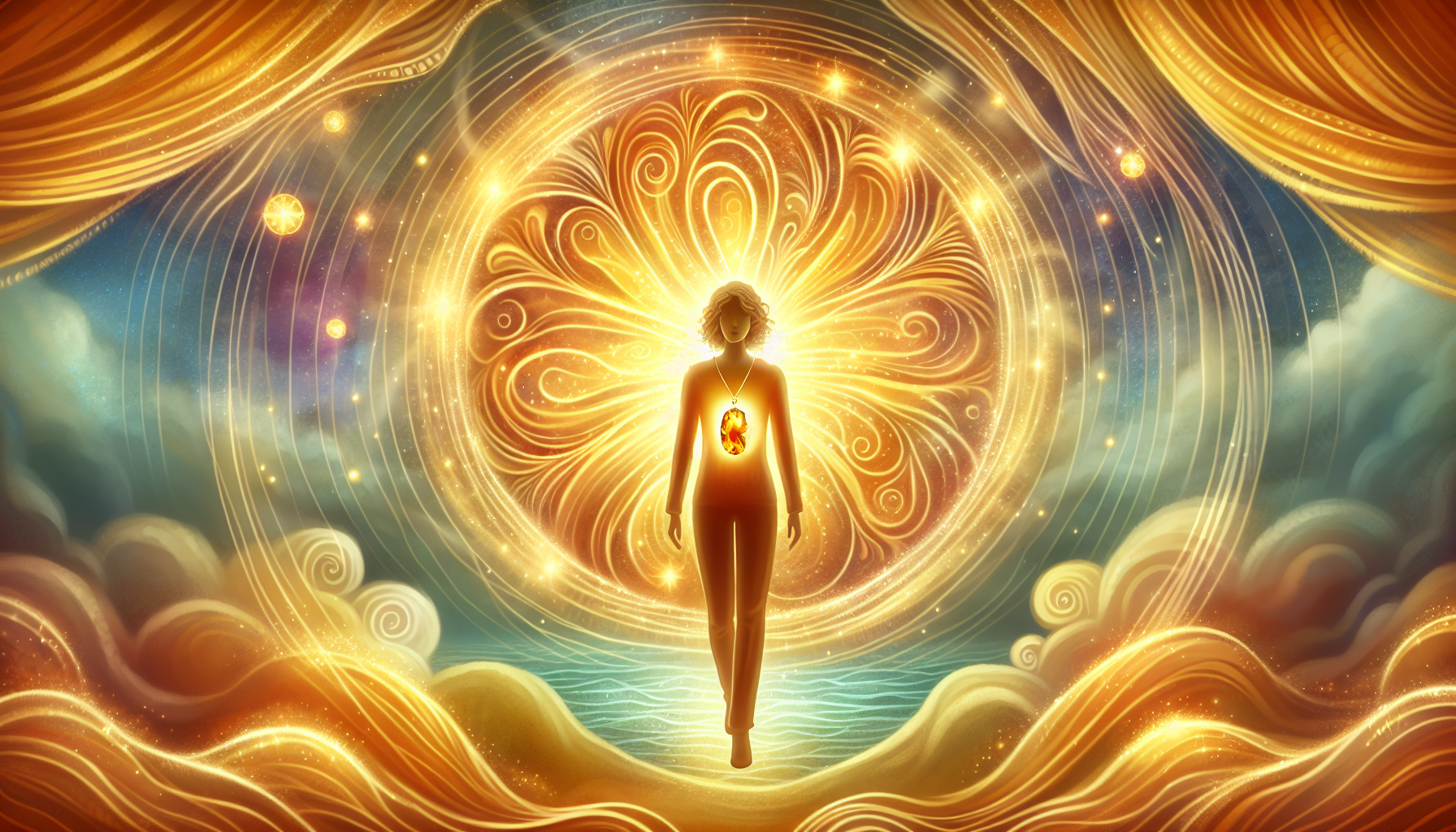 Illustration of a person surrounded by positive energy