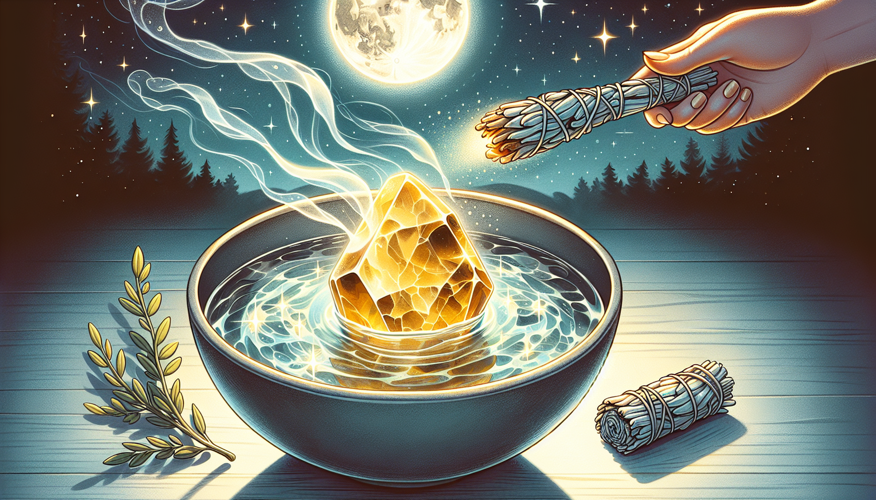 Illustration of cleansing citrine stone