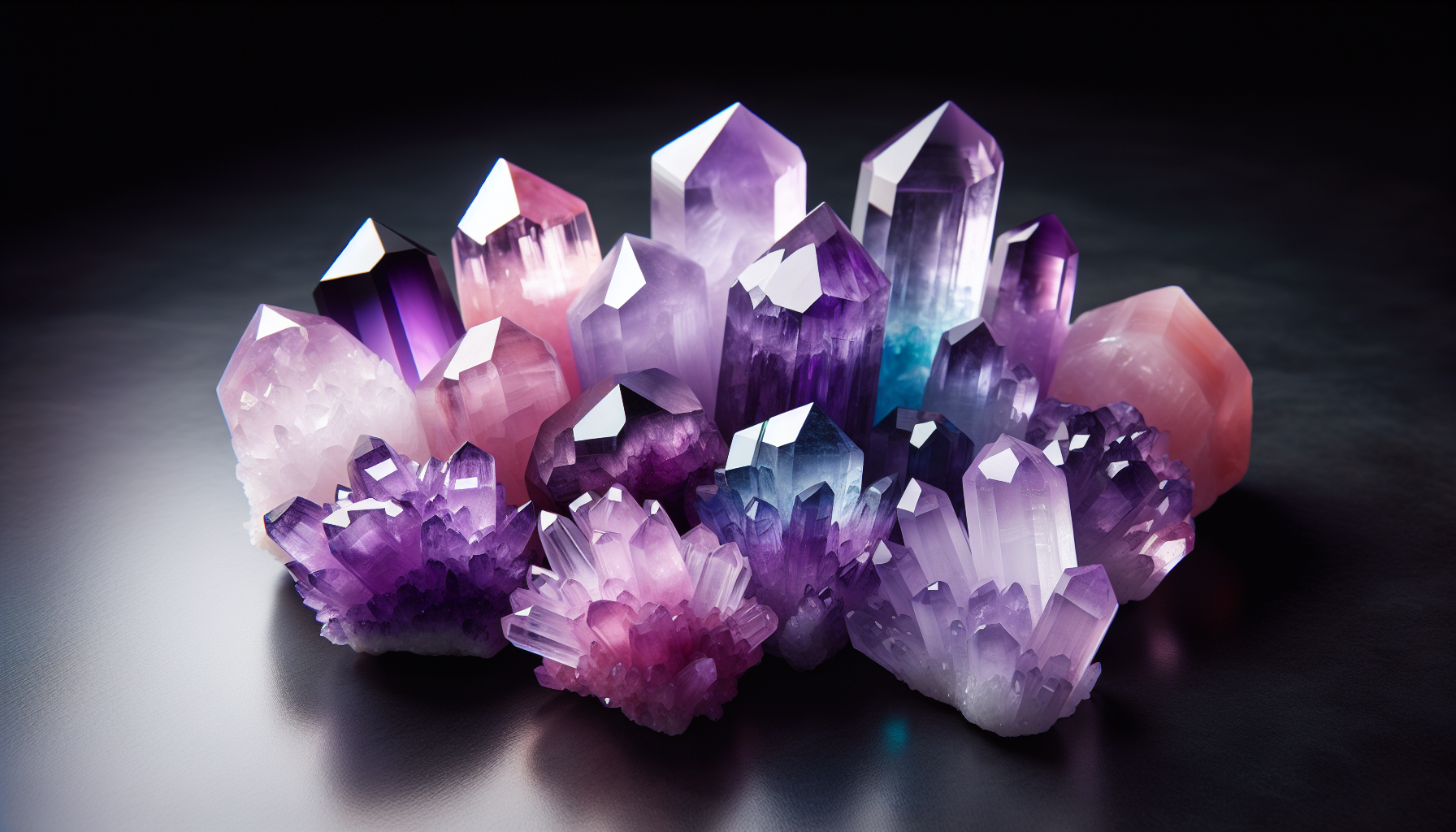 Various shades of purple quartz