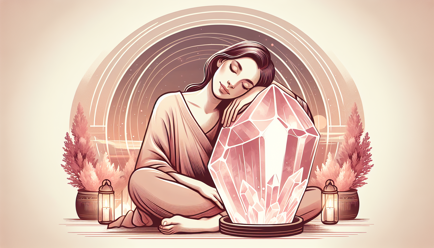 Pregnant woman with rose quartz