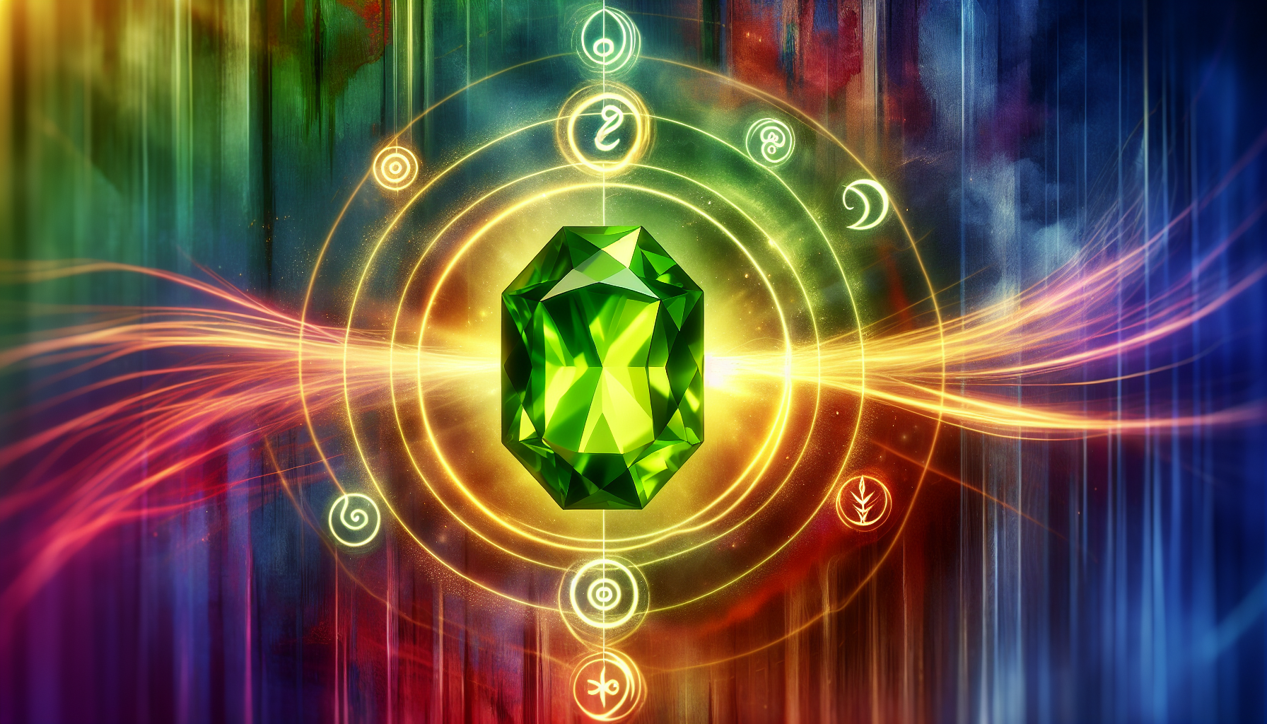 An illustration showing the concept of energy incompatibility with peridot, featuring contrasting energy symbols.