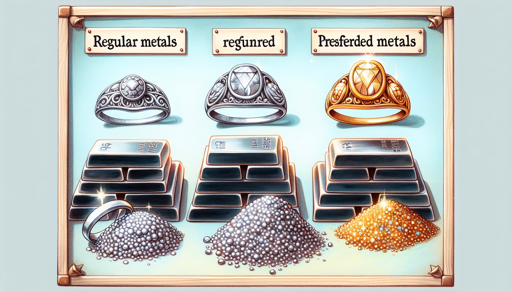 Illustration of silver and Ashtadhatu metals